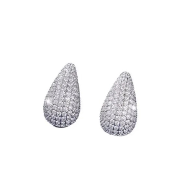 Jewels by Sunaina Pave Teardrop Stud Earrings New in Box-FabFitFun SRP $60 - Picture 4 of 5